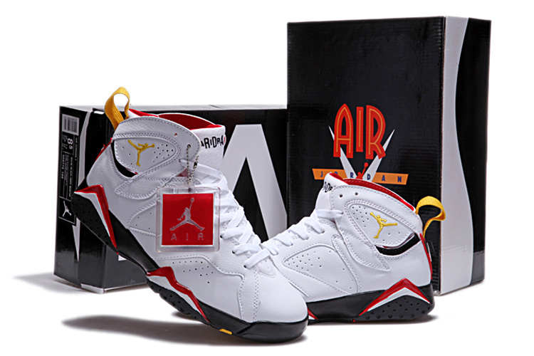 New Retro Air Jordan 7 Duplicate White Black Red Yellow Shoes