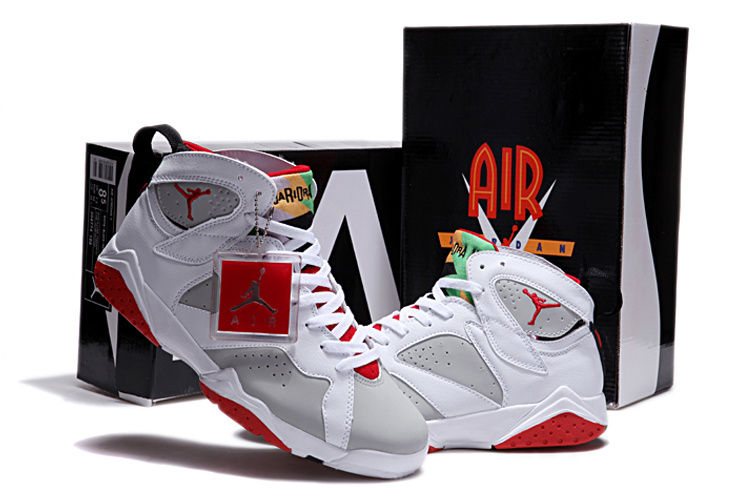 New Retro Air Jordan 7 Duplicate White Grey Red Shoes