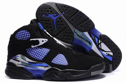 2012 Air Jordan 8 Embroider Black Blue Shoes - Click Image to Close