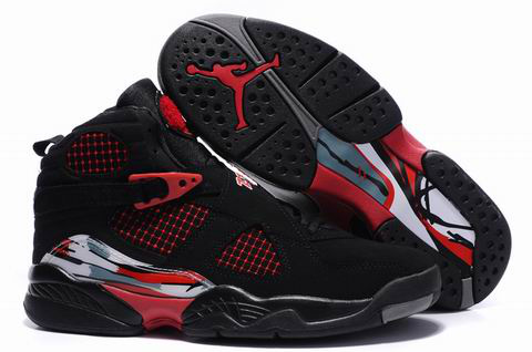 2012 Air Jordan 8 Embroider Black Red Shoes - Click Image to Close