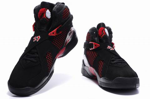 2012 Air Jordan 8 Embroider Black Red Shoes - Click Image to Close