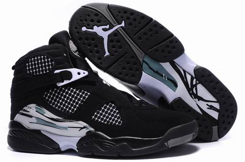 2012 Air Jordan 8 Embroider Black White Shoes - Click Image to Close