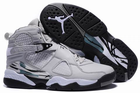 2012 Air Jordan 8 Embroider Grey Black Shoes