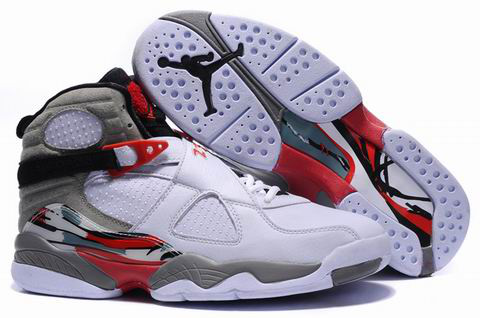 2012 Air Jordan 8 Embroider White Grey Red Shoes - Click Image to Close