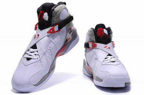 2012 Air Jordan 8 Embroider White Grey Red Shoes - Click Image to Close