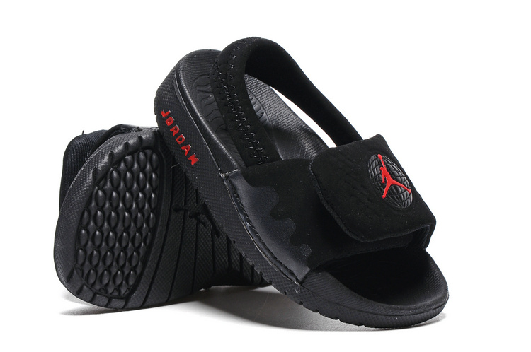 Toddler Air Jordan 9 Black Red Slipper - Click Image to Close