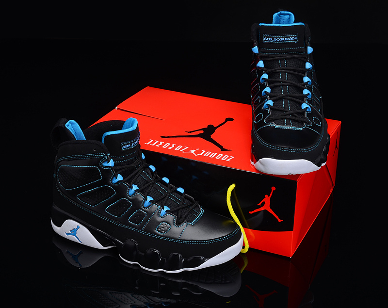 Popular Air Jordan 9 Reissue Black Blue White Shoes - Click Image to Close