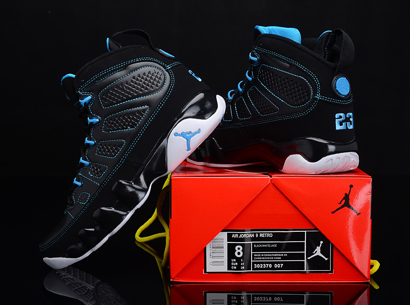 Popular Air Jordan 9 Reissue Black Blue White Shoes - Click Image to Close