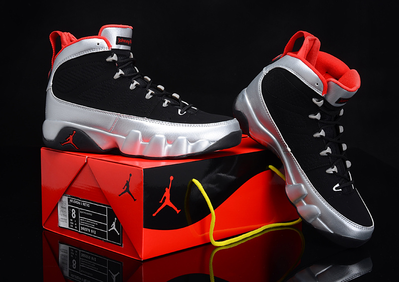 Popular Air Jordan 9 Reissue Kilroys Black Silver Red Shoes