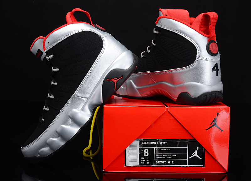 Popular Air Jordan 9 Reissue Kilroys Black Silver Red Shoes