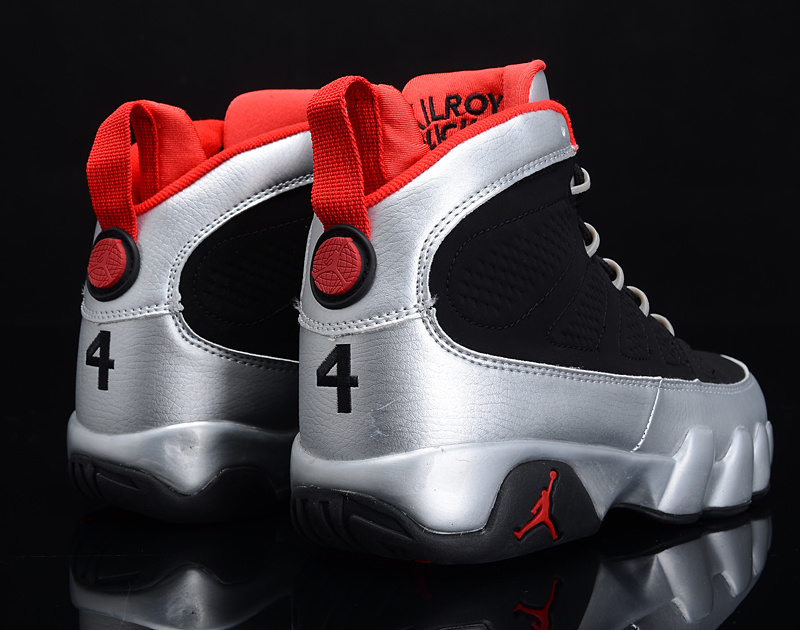 Popular Air Jordan 9 Reissue Kilroys Black Silver Red Shoes - Click Image to Close