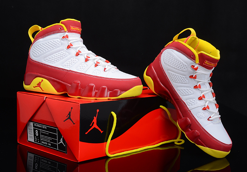 Popular Air Jordan 9 Reissue White Red Yellow Shoes