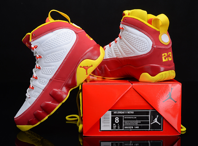 Popular Air Jordan 9 Reissue White Red Yellow Shoes - Click Image to Close