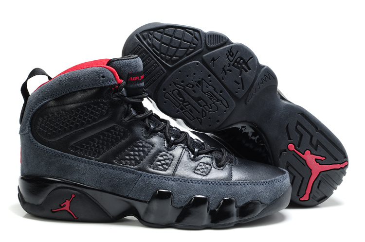 Authentic Air Jordan 9 Suede Black Red Shoes