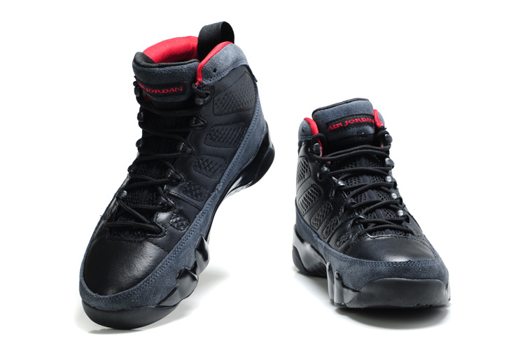 Authentic Air Jordan 9 Suede Black Red Shoes - Click Image to Close