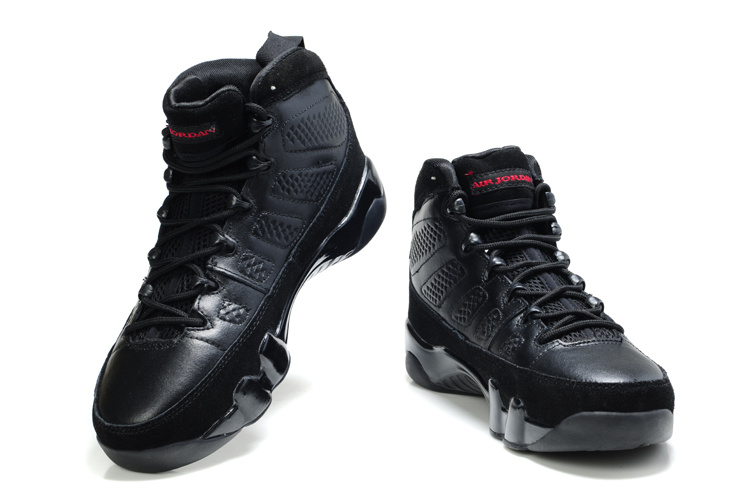 Authentic Air Jordan 9 Suede Dark Black Red Shoes - Click Image to Close