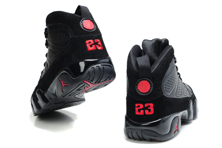 Authentic Air Jordan 9 Suede Dark Black Red Shoes - Click Image to Close