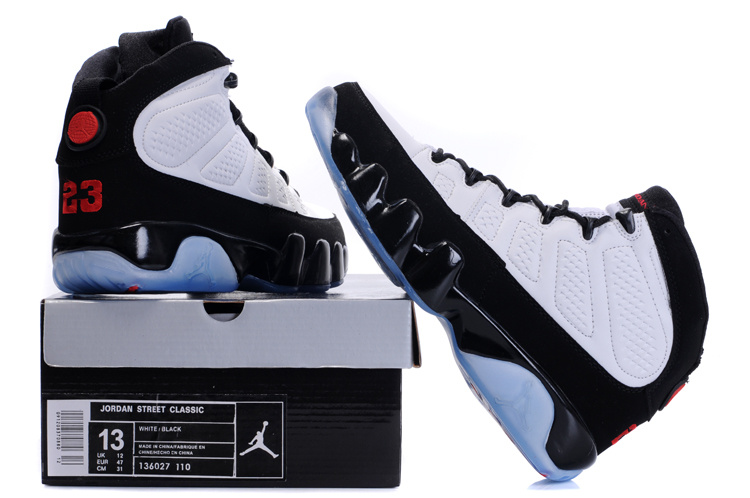 2012 Air Jordan 9 Transparent Sole White Black - Click Image to Close