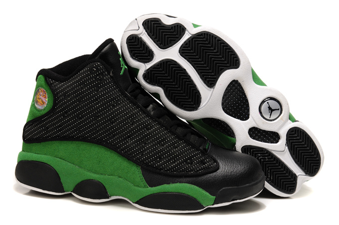 Air Jordan Retro 13 Black Green Shoes - Click Image to Close