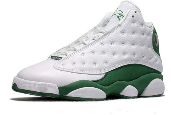 retro 13 white and green