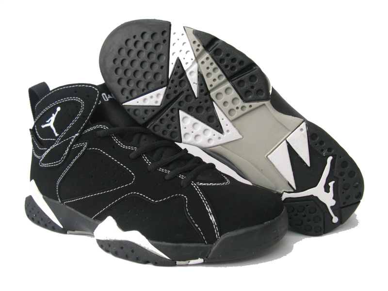 Air Jordan Retro 7 Black White Shoes - Click Image to Close