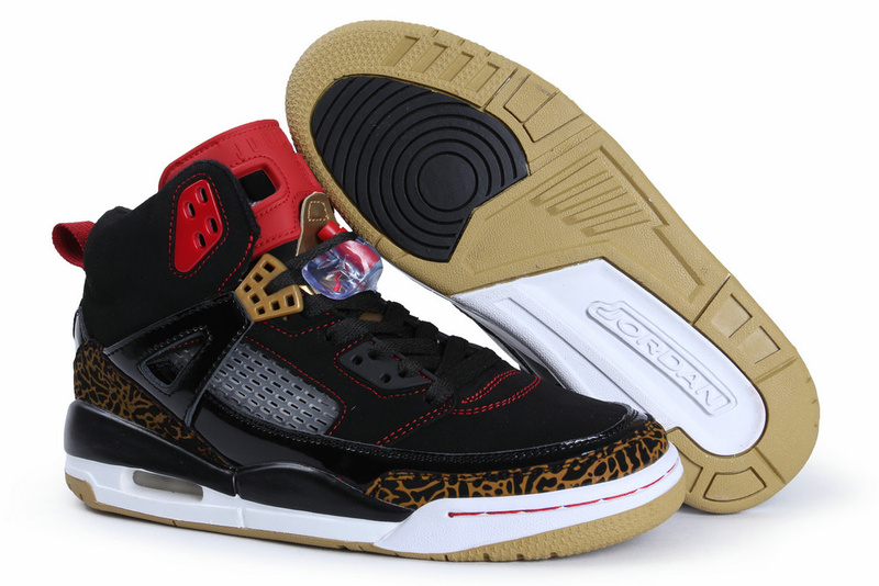 Jordan Spizike Black White Gold Shoes - Click Image to Close