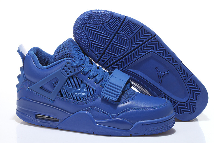 2015 Air Jordan 4 All Blue With Strap - Click Image to Close