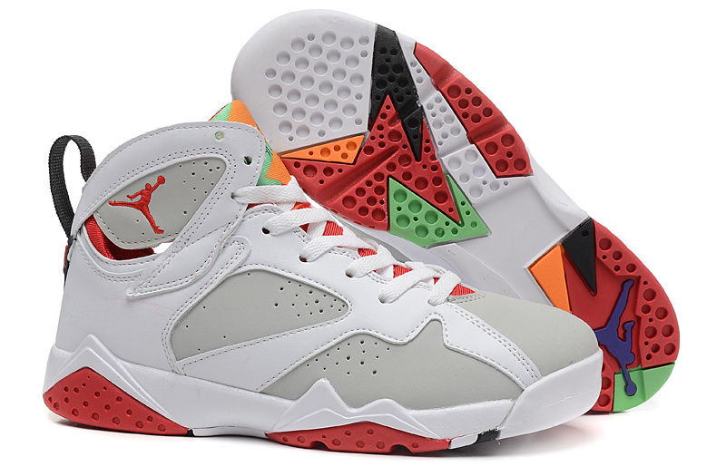 2015 Air Jordan 7 Bugs Bunny White Grey Red For Women - Click Image to Close