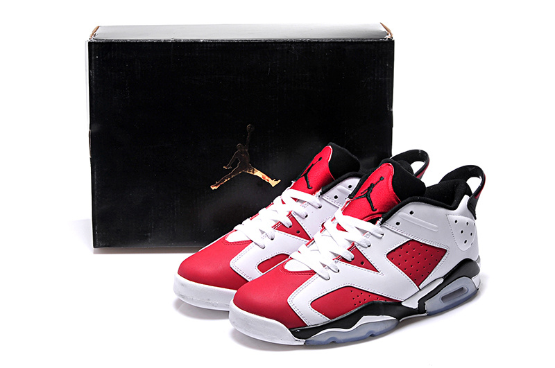 2015 Carmine White Black Air Jordan 6 Low Lovers Shoes