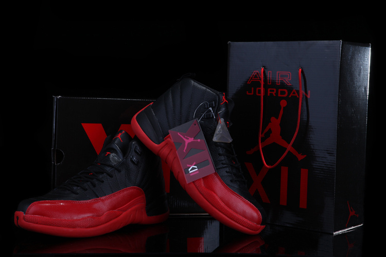 2012 Air Jordan 12 Black Red Chalcedony Shoes - Click Image to Close