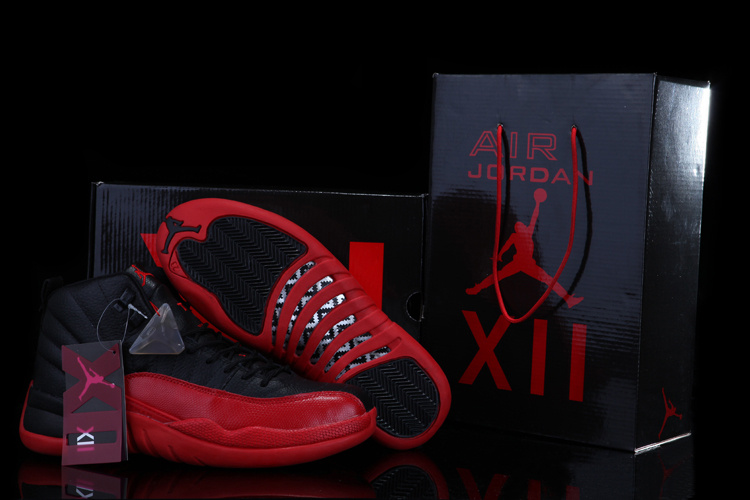 2012 Air Jordan 12 Black Red Chalcedony Shoes