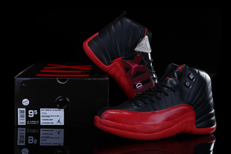 2012 Air Jordan 12 Black Red Chalcedony Shoes