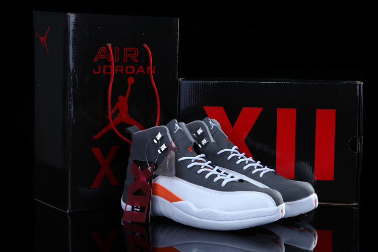 2012 Air Jordan 12 Grey White Chalcedony Shoes - Click Image to Close