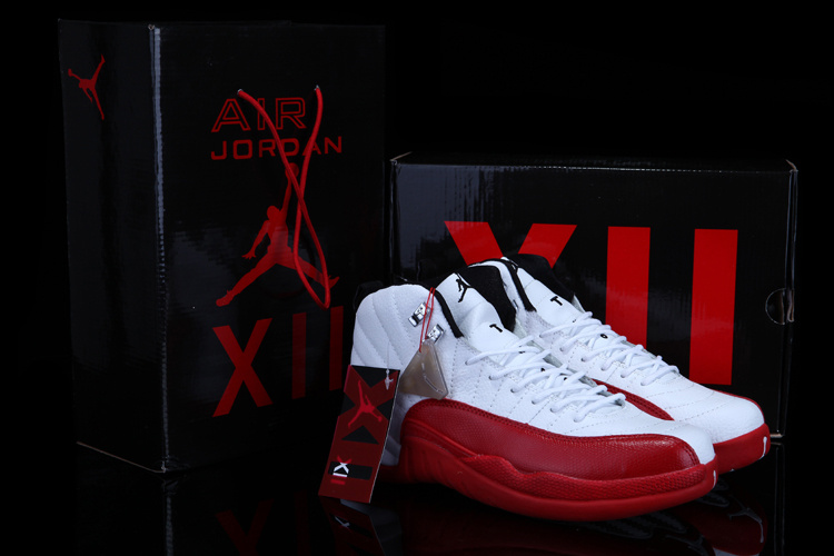 2012 Air Jordan 12 White Red Chalcedony Shoes