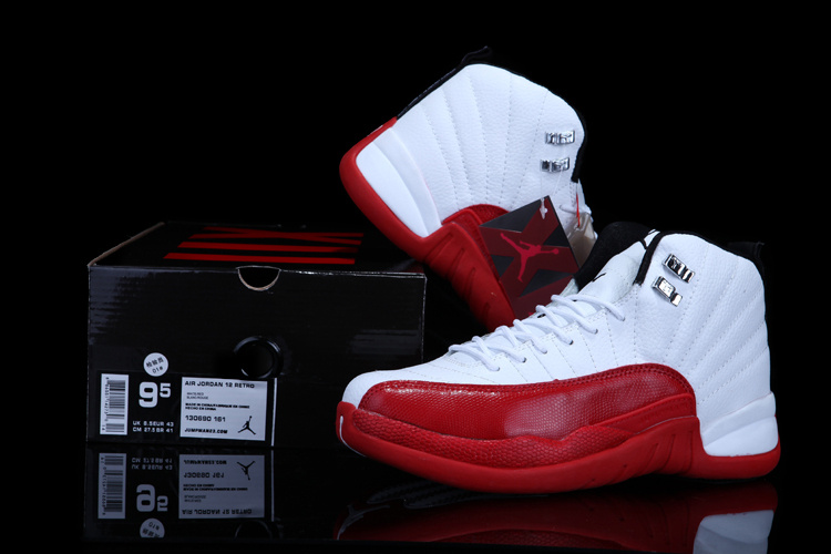 2012 Air Jordan 12 White Red Chalcedony Shoes