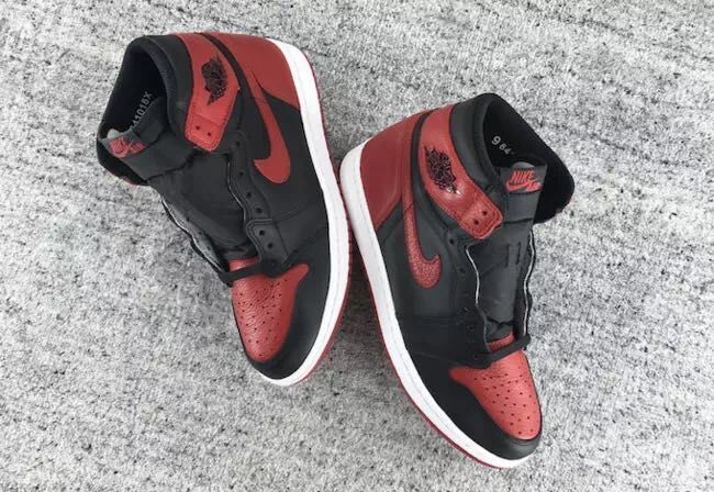 Classic Air Jordan 1 Ban Black Red Shoes