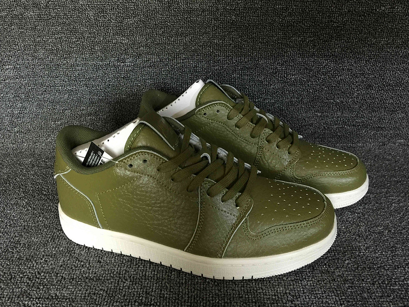 Classic Air Jordan 1 Low No Swoosh Army Green Shoes - Click Image to Close