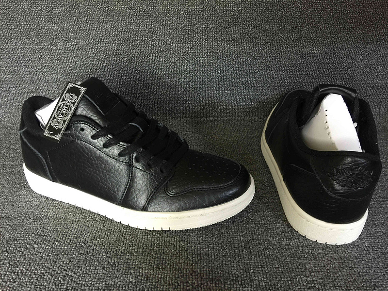 Classic Air Jordan 1 Low No Swoosh Black White Shoes - Click Image to Close
