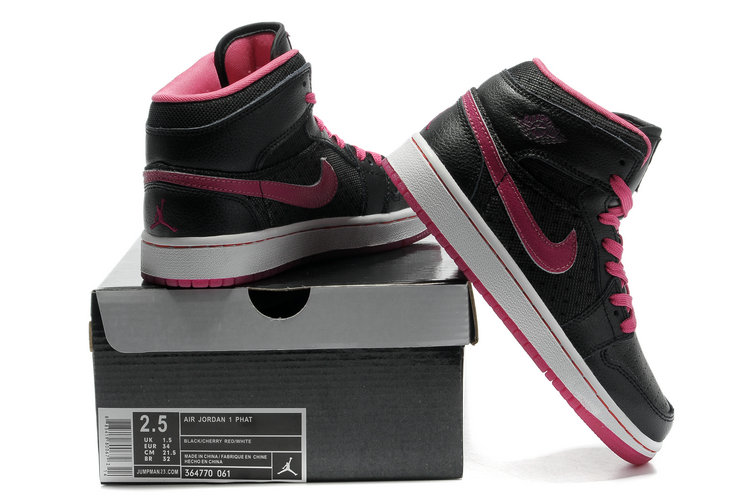 2012 Air Jordan 1 Transparent Durable Sole Black Pink Shoes - Click Image to Close