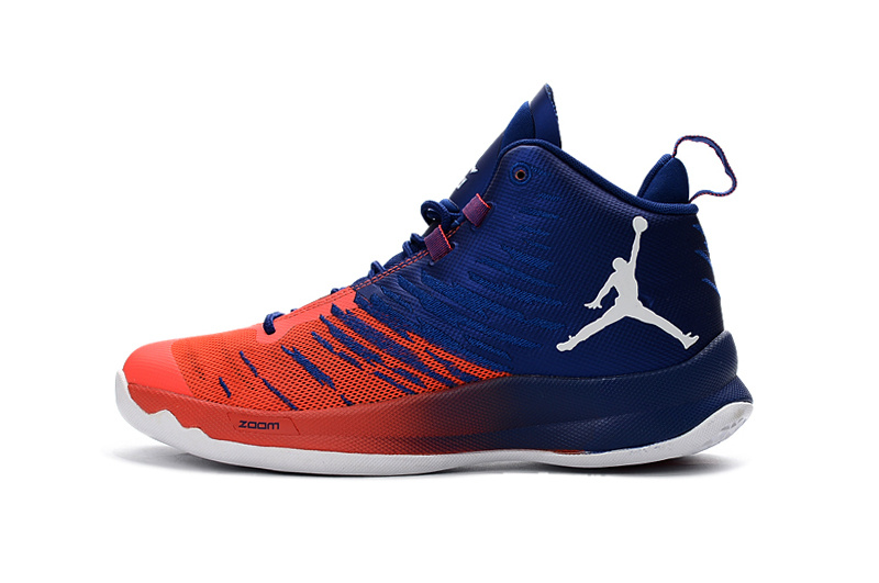 Classic Air Jordan Super Fly X 2016 Blue Reddish Orange White Shoes