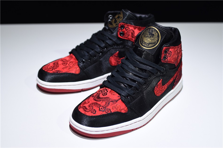 HZP Custom Air Jordan 1 High Dragon Black University Red White