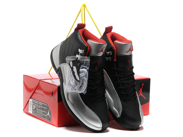 Hardcover Air Jordan 12 Black Silver Red Shoes