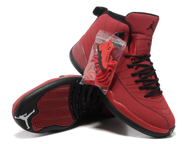 Hardcover Air Jordan 12 Red Black Shoes - Click Image to Close