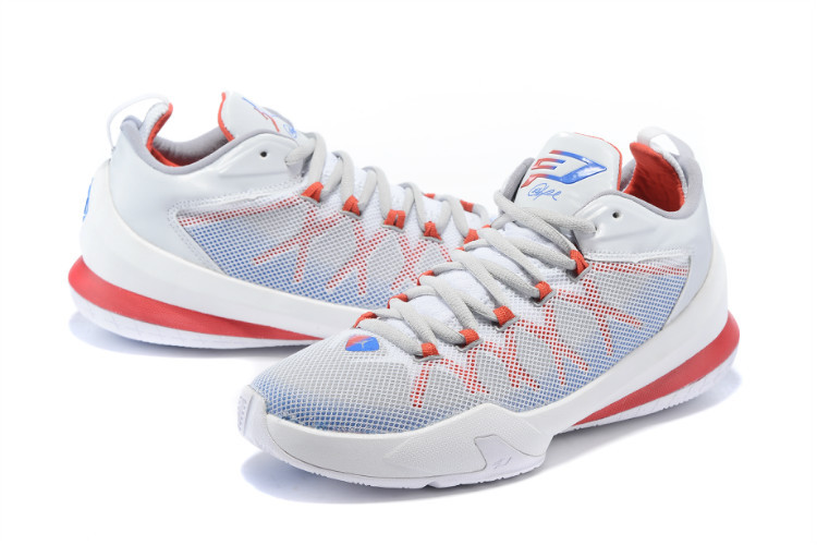 Jordan Chris Paul 8 Playoffs Shoes White Red Blue - Click Image to Close