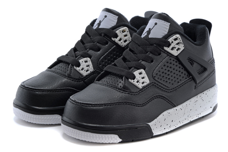 2015 Kids Air Jordan 4 Black Grey