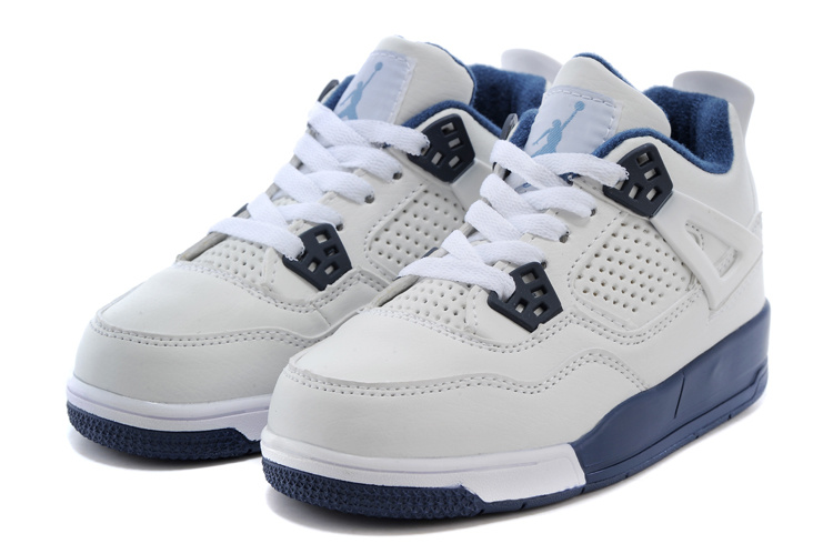 2015 Kids Jordan 4 White Blue