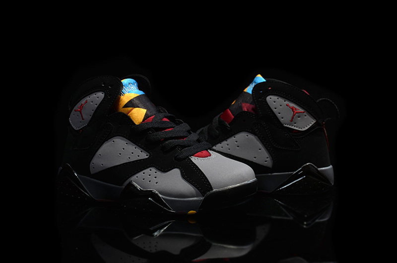 New Air Jordan 7 Retro Black Grey Red For Kids