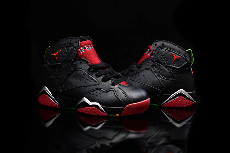 New Air Jordan 7 Retro Black Red For Kids