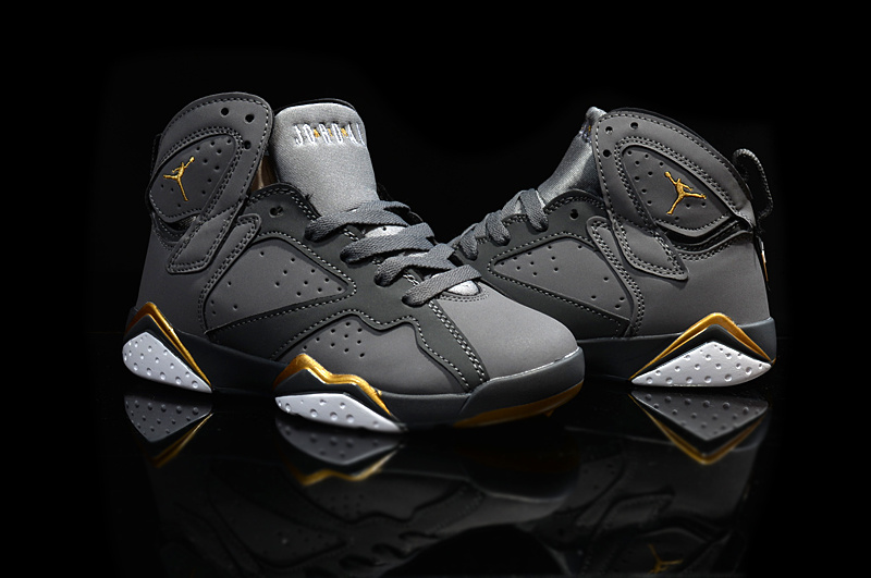 New Air Jordan 7 Retro Grey Gold For Kids - Click Image to Close