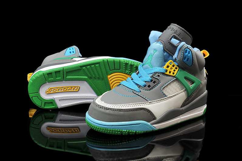 2015 Kids Jordan Spizike 3.5 Grey Blue Green Yellow